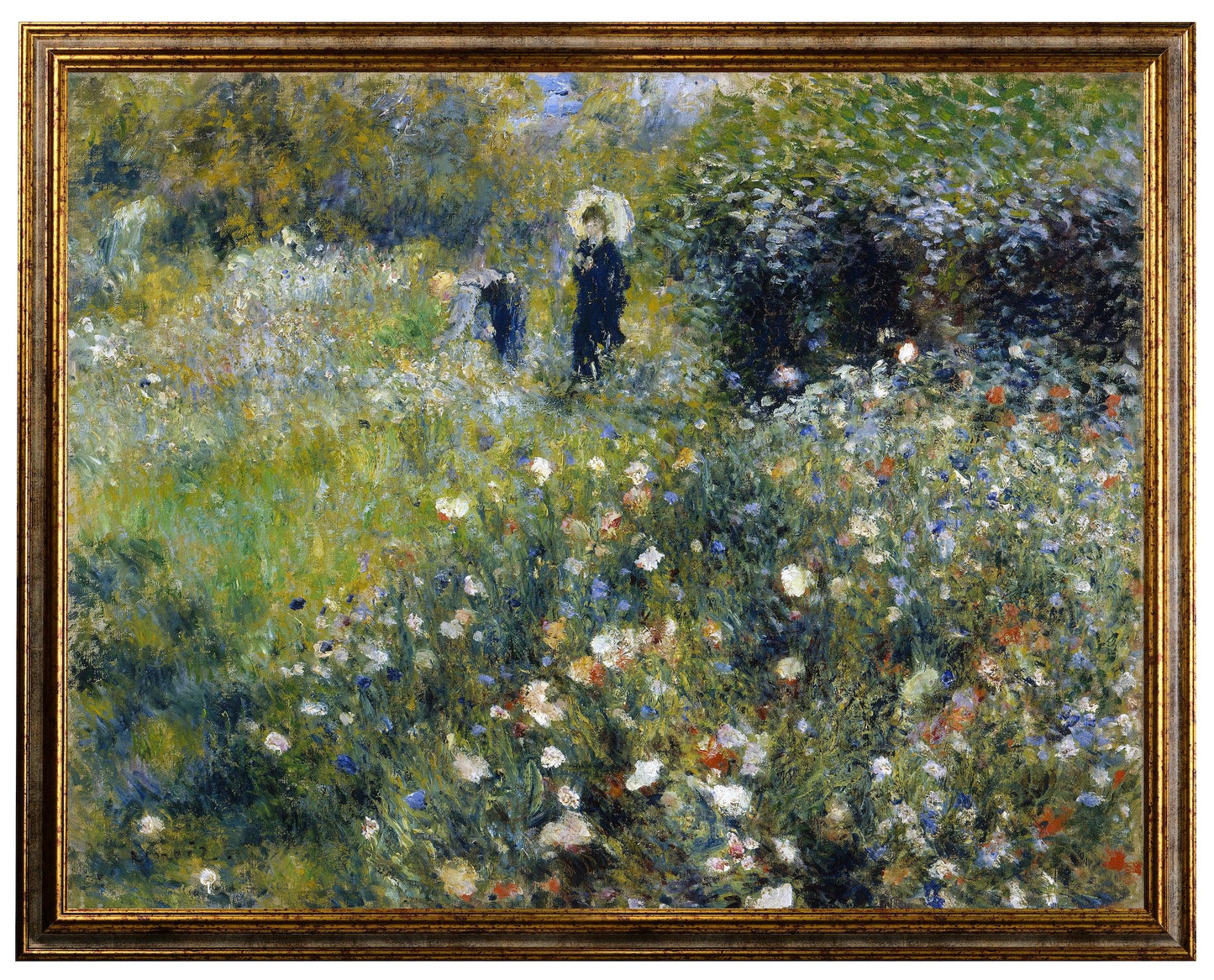 Renoir - Donna con Ombrello in giardino | Stampa piatta HD o in 3D - Materico