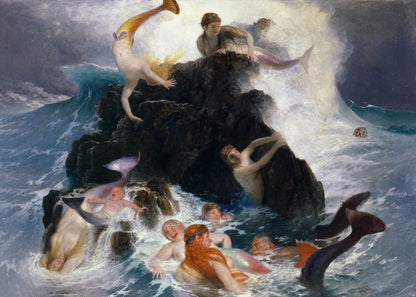 Bocklin-  Gioco delle Nereide | Stampa piatta HD o in 3D