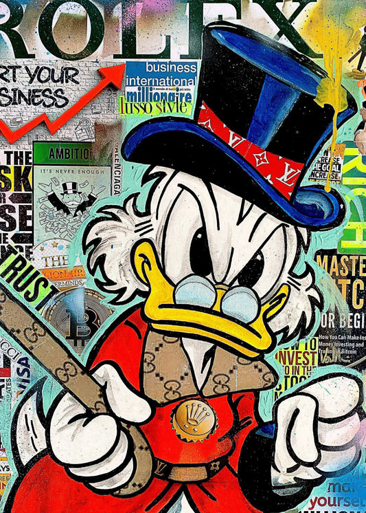 Street art - Paperino street art | Stampa piatta HD o in 3D