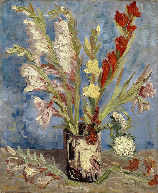 Van Gogh -  Vaso con gladioli e astri di porcellana | Stampa piatta HD o in 3D