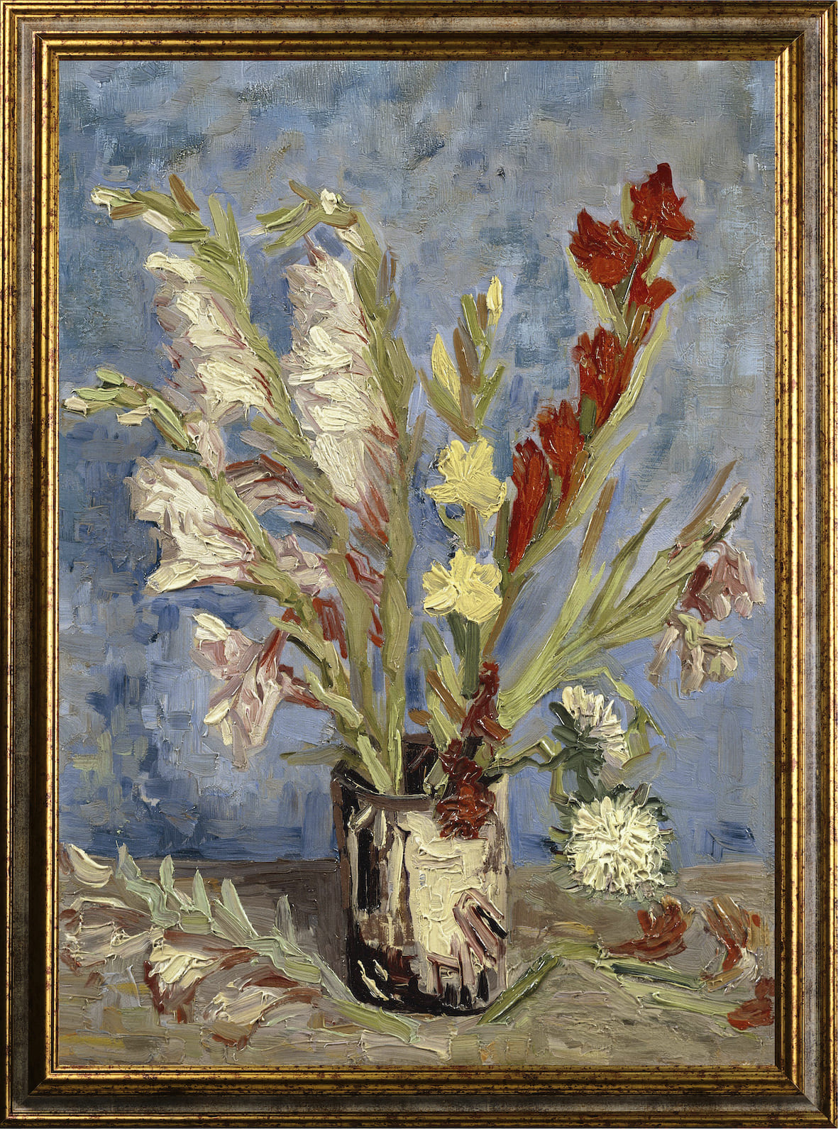 Van Gogh -  Vaso con gladioli e astri di porcellana | Stampa piatta HD o in 3D