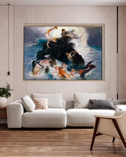 Bocklin-  Gioco delle Nereide | Stampa piatta HD o in 3D