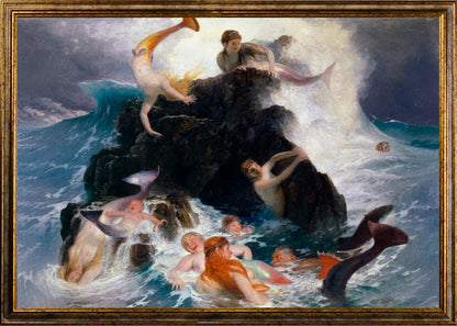 Bocklin-  Gioco delle Nereide | Stampa piatta HD o in 3D
