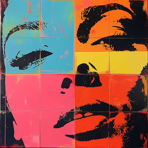 Pop art - Disegno frontale volto donna ispirato a Andy Warhol