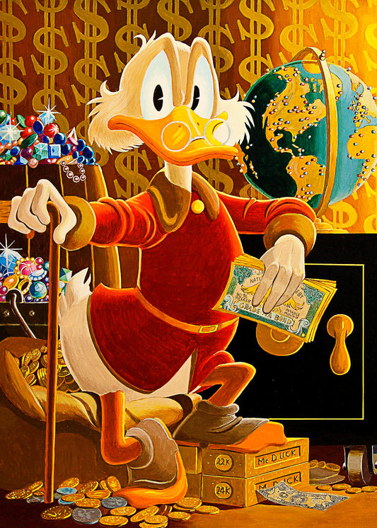 Street art - Paperino Gold | Stampa piatta HD o in 3D