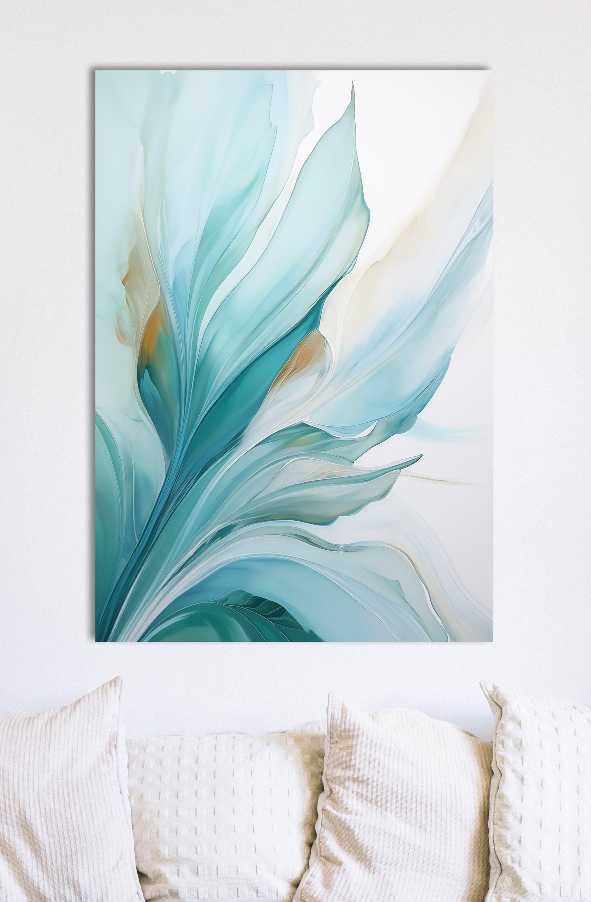 Minimal - Quadro pouring azzurro GRACE | Effetto lucido - Materico