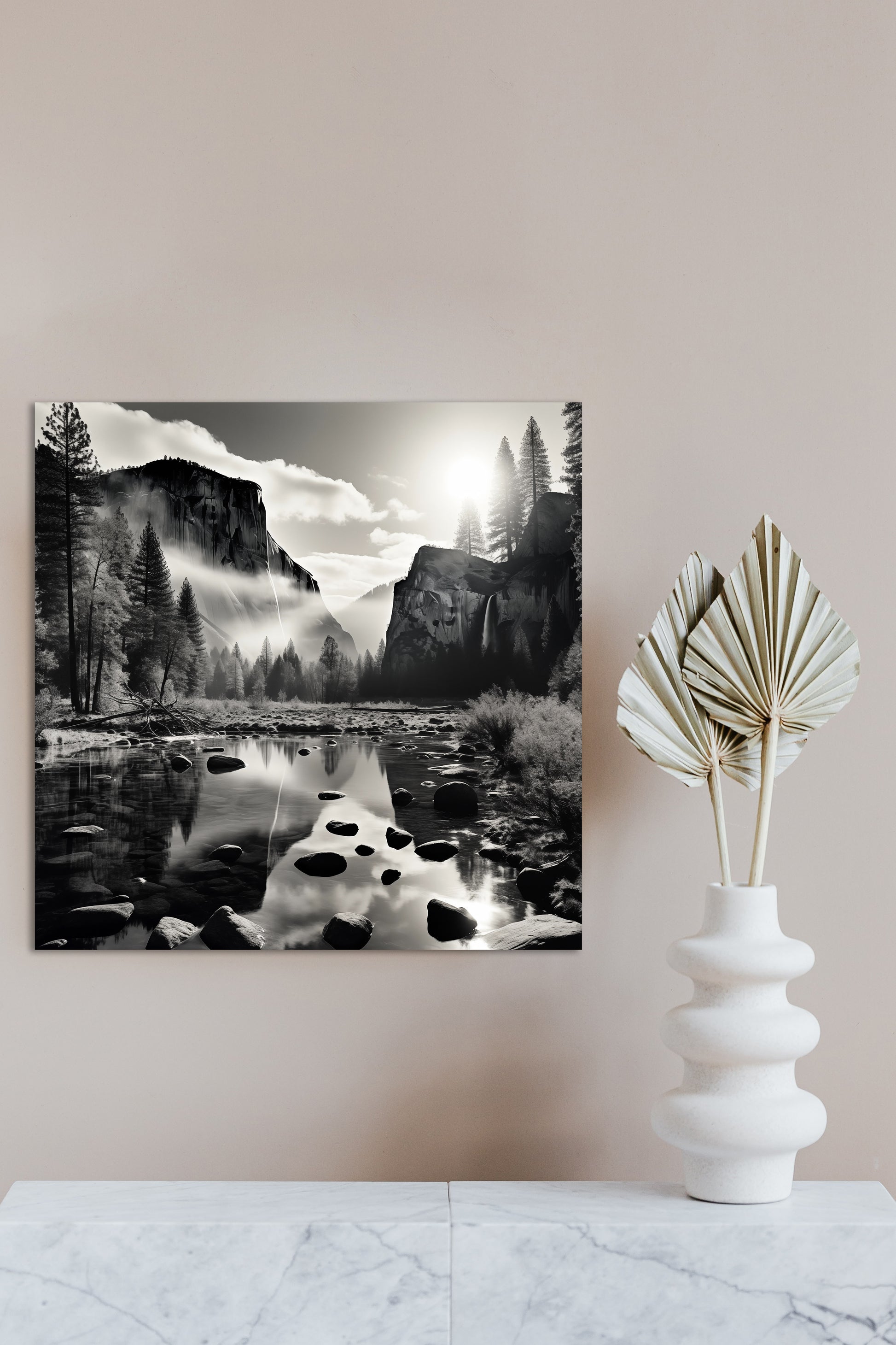 Disegno bianco e nero - Yosemite stile Ansel Adams | Effetto lucido