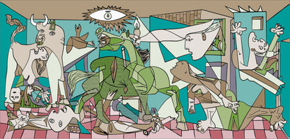 Ispirazione Picasso - Guernica colori pastello | Stampa piatta HD o in 3D