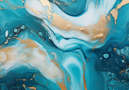Immagini pouring - Quadro pouring azzurro e blu CHLOE