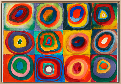 Kandinsky - Studio di colore, quadrati con cerchi | Stampa piatta HD o in 3D