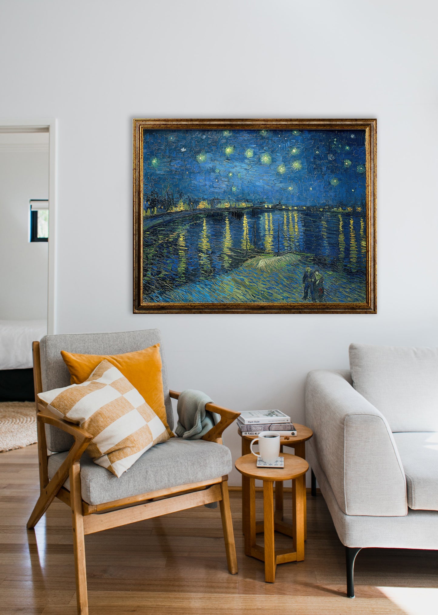 Van Gogh - Notte stellata sul Rodano | Stampa piatta HD o in 3D - Materico