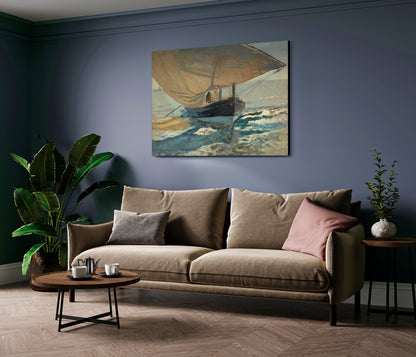 Joaquin Sorolla - Barche da pesca sulla spiaggia | Stampa piatta HD o in 3D