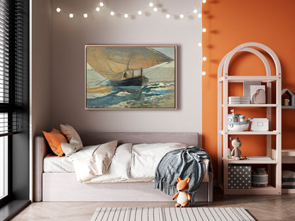 Joaquin Sorolla - Barche da pesca sulla spiaggia | Stampa piatta HD o in 3D