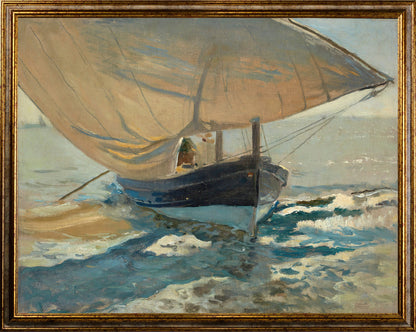 Joaquin Sorolla - Barche da pesca sulla spiaggia | Stampa piatta HD o in 3D