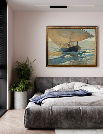 Joaquin Sorolla - Barche da pesca sulla spiaggia | Stampa piatta HD o in 3D