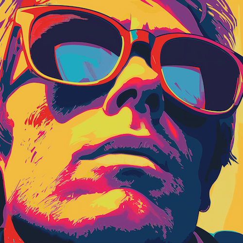Pop art - Disegno uomo occhiali da sole ispirato a Andy Warhol