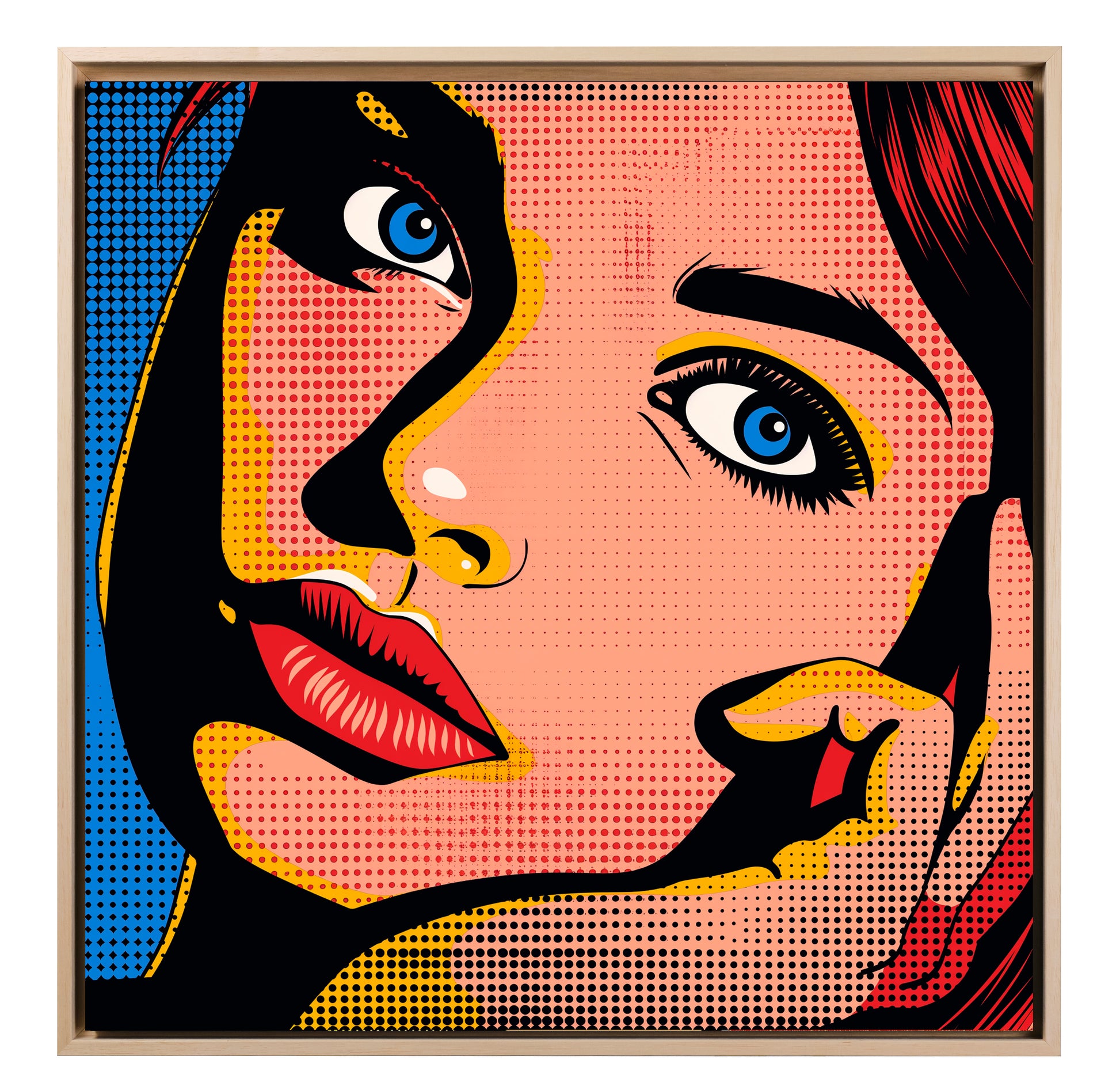 Pop art - Volto donna frontale ispirato a Roy Lichtenstein | Effetto lucido