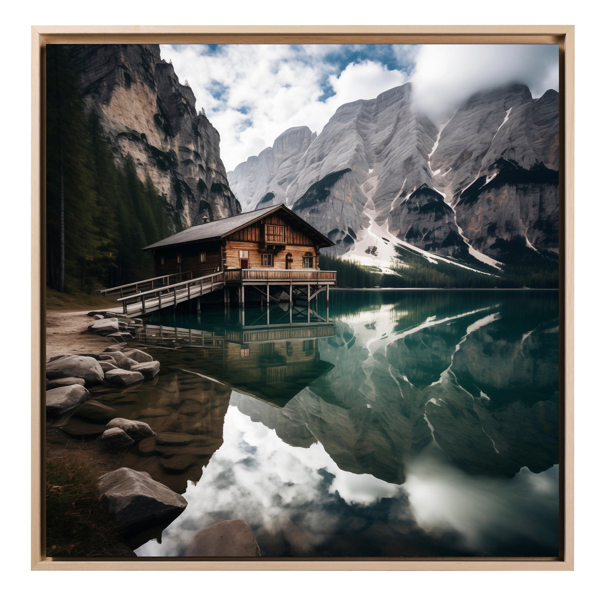 Natura - Disegno Lago di Braies | Effetto lucido - Materico