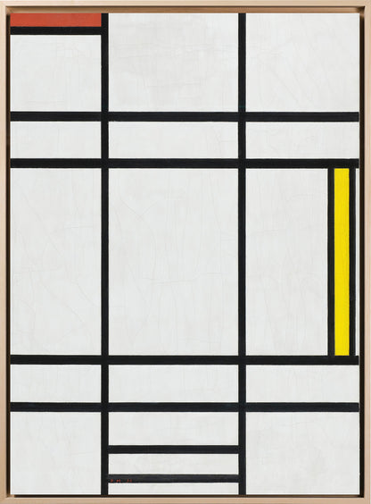 Mondrian - Composizione in bianco, rosso e giallo | Stampa piatta HD o in 3D