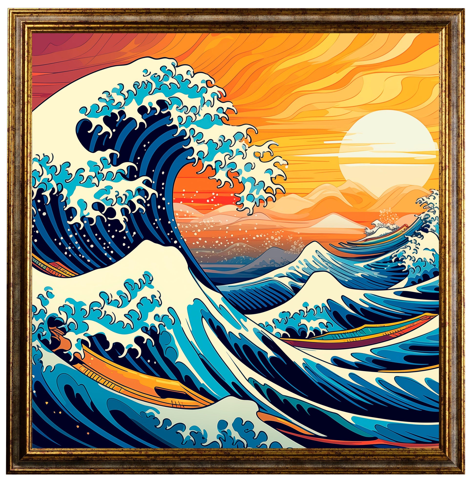 Pop art - Onda di Hokusai in stile Van Gogh | Stampa piatta HD o in 3D - Materico