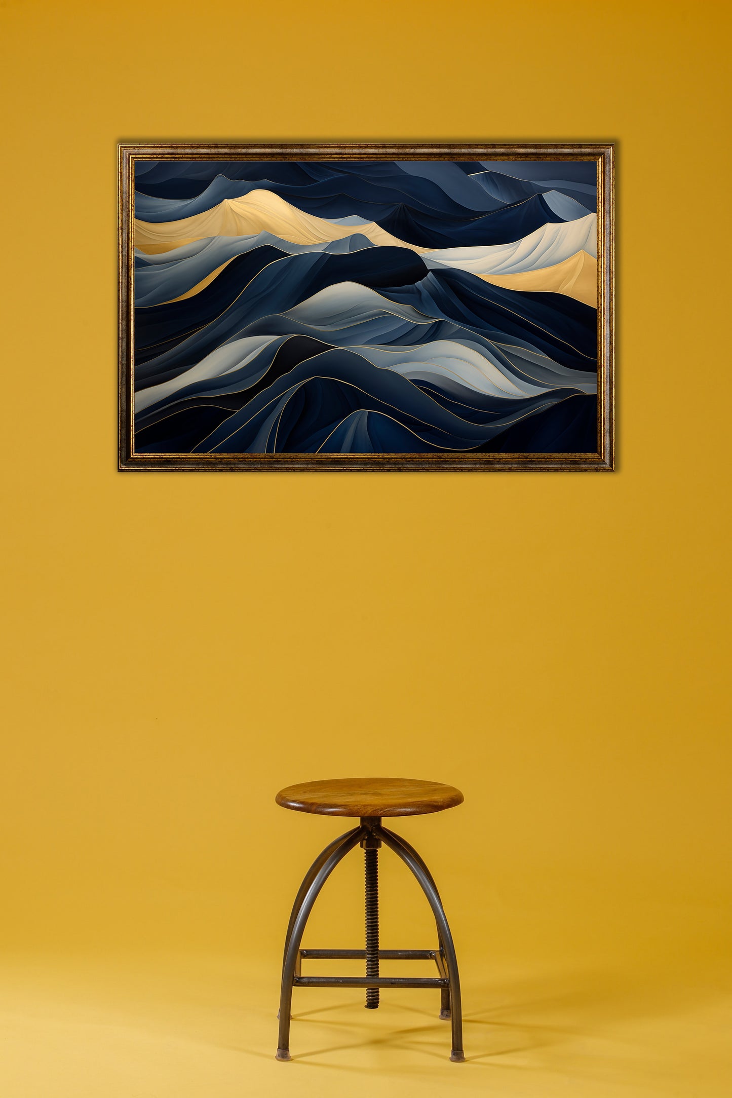 Minimal - Quadro pouring nero e oro DAFNE | Effetto lucido - Materico