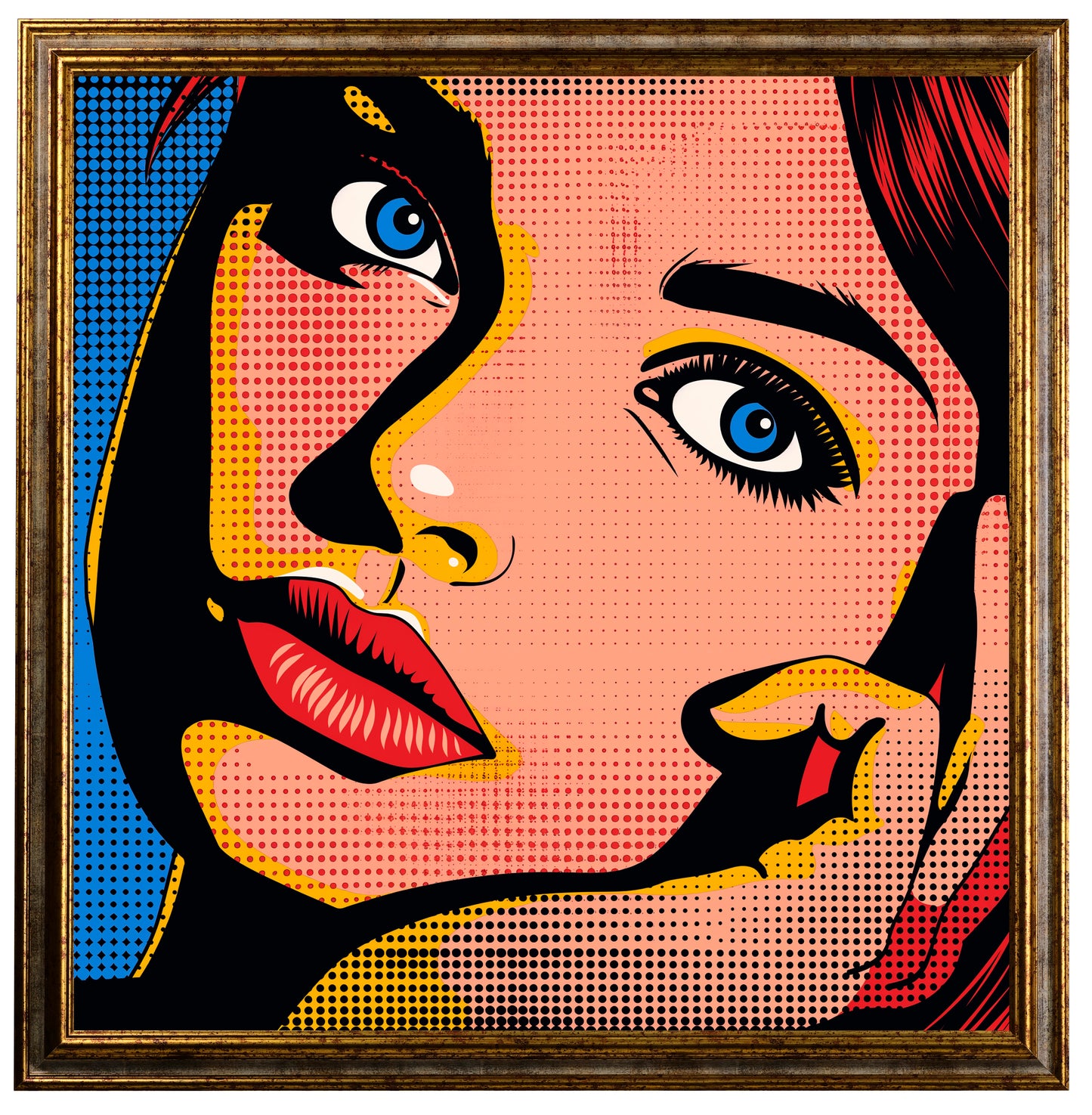 Pop art - Volto donna frontale ispirato a Roy Lichtenstein | Effetto lucido