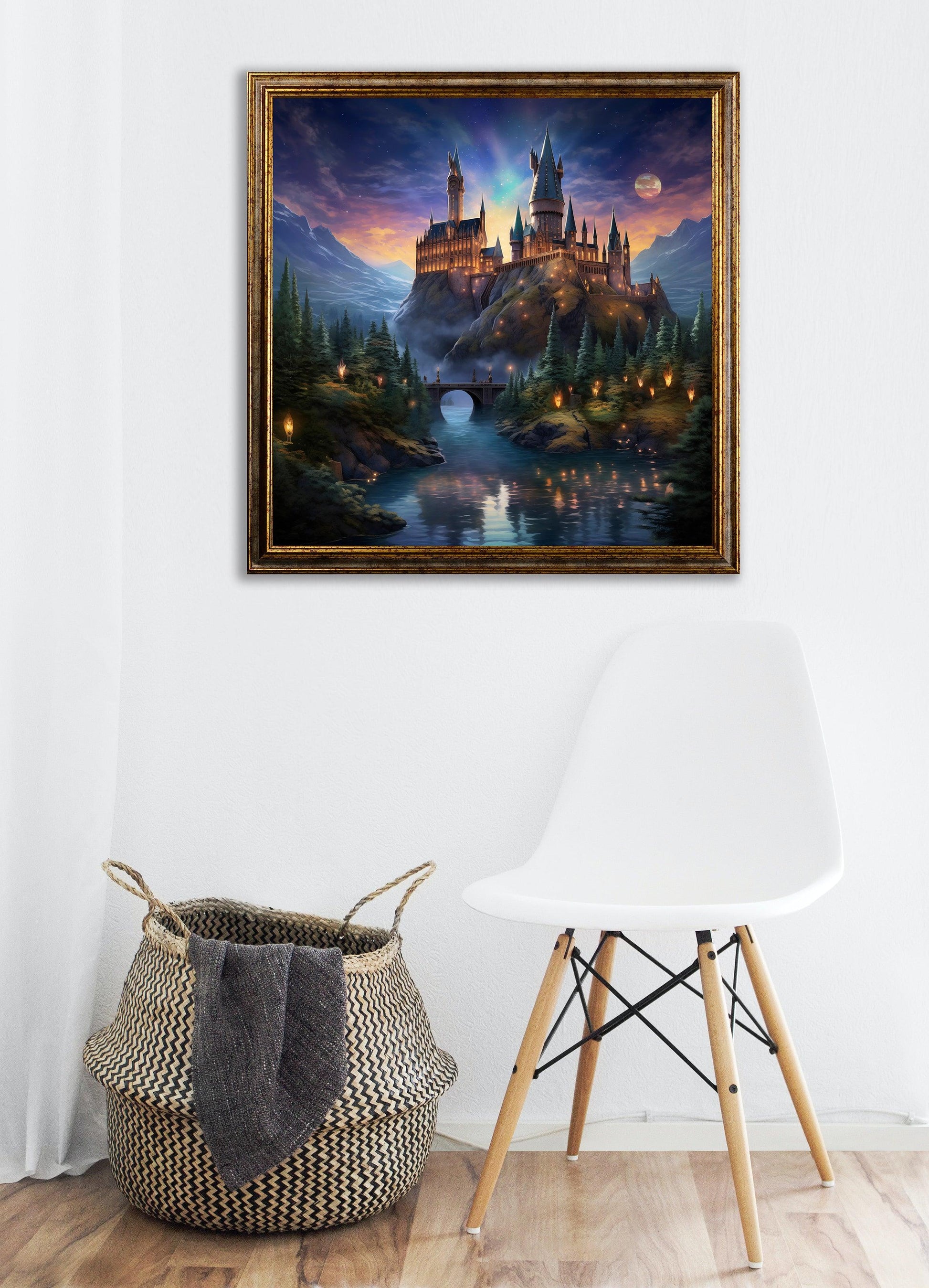 Fantasy - Disegno castello di Hogwarts in stile fantasy | Effetto lucido - Materico