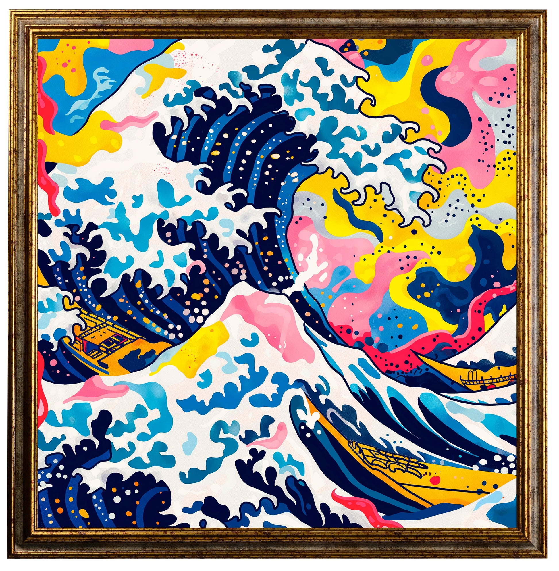 Pop Art - Onda di Hokusai blu | Stampa piatta HD o in 3D - Materico