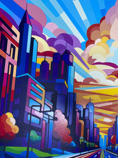 Pop art - Città americana | Stampa piatta HD o in 3D