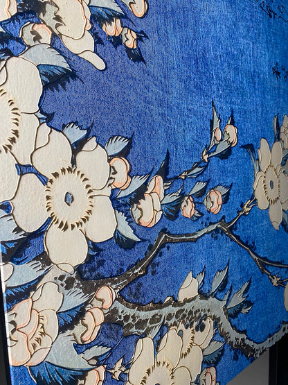 Hokusai - Fringuello e Ciliegio Piangente | Stampa piatta HD o in 3D