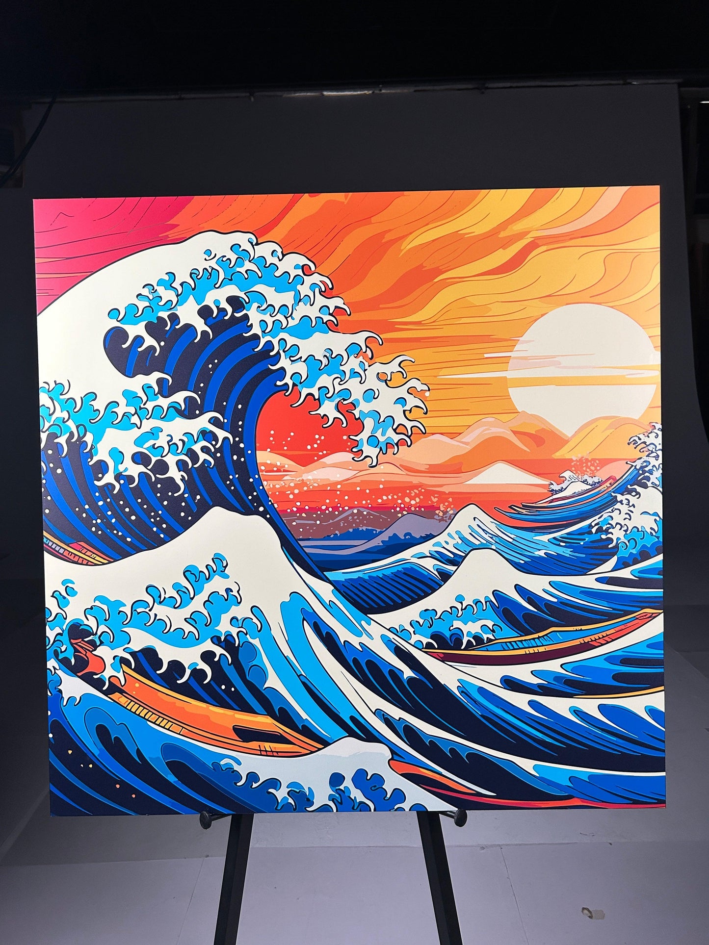 Pop art - Onda di Hokusai in stile Van Gogh | Stampa piatta HD o in 3D - Materico