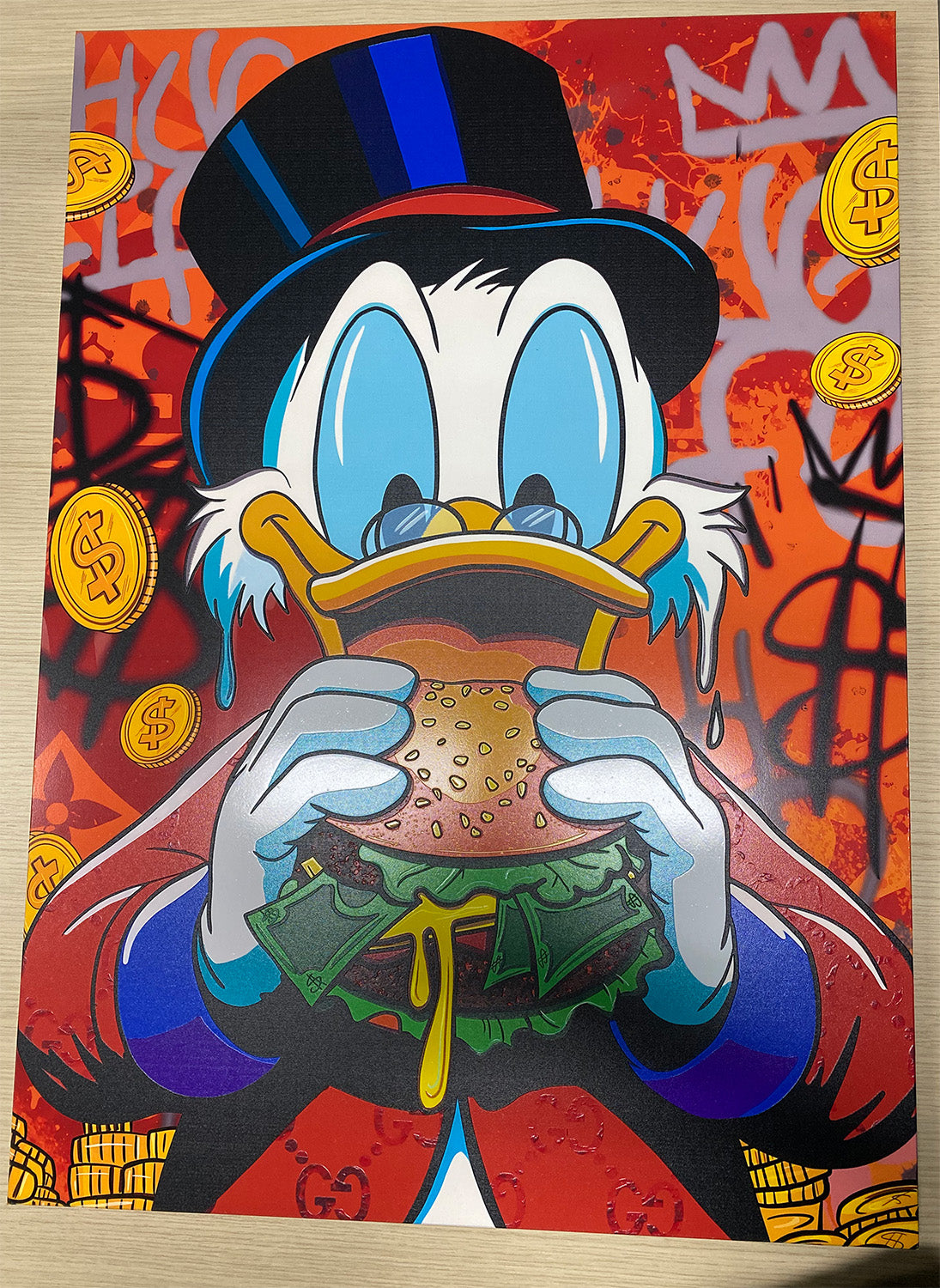 Street art - Papera con panino | Stampa piatta HD o in 3D