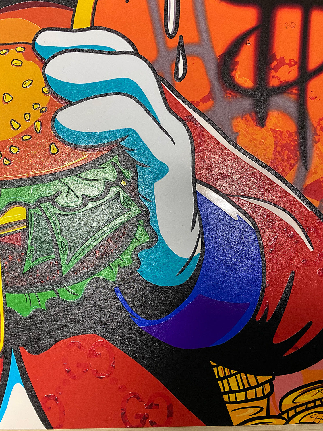 Street art - Papera con panino | Stampa piatta HD o in 3D