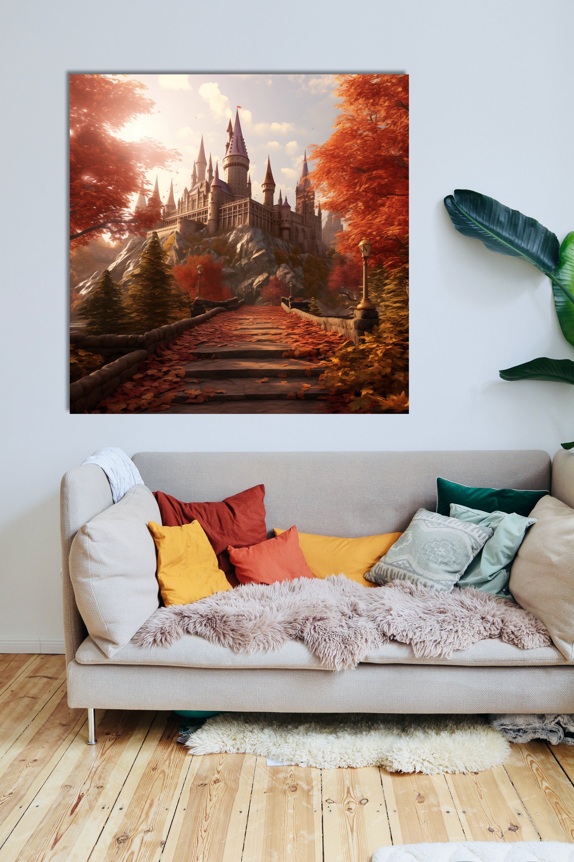 Fantasy - Disegno castello di Hogwarts in autunno | Effetto lucido