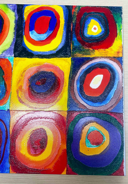 Kandinsky - Studio di colore, quadrati con cerchi | Stampa piatta HD o in 3D