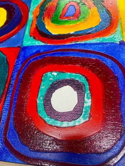 Kandinsky - Studio di colore, quadrati con cerchi | Stampa piatta HD o in 3D