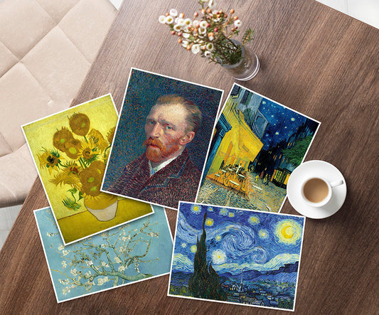 5 stampe artistiche Van Gogh su cartoncino in pura cellulosa 30x40cm