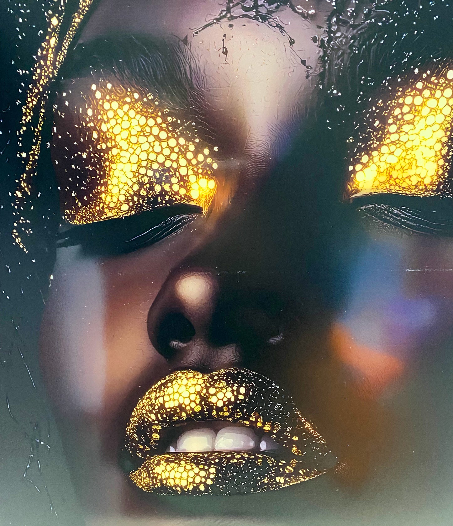 Ritratti - Volto nero frontale rettangolare | Effetto lucido